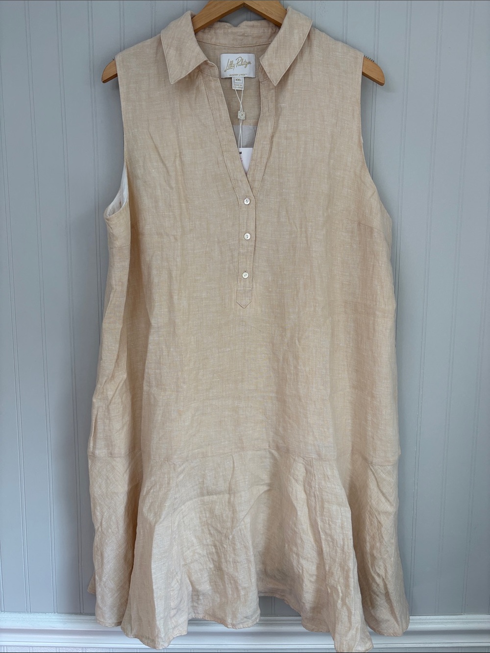 New Lilly Pulitzer Lagoon Linen Ellowyn Dress Women Size XXL